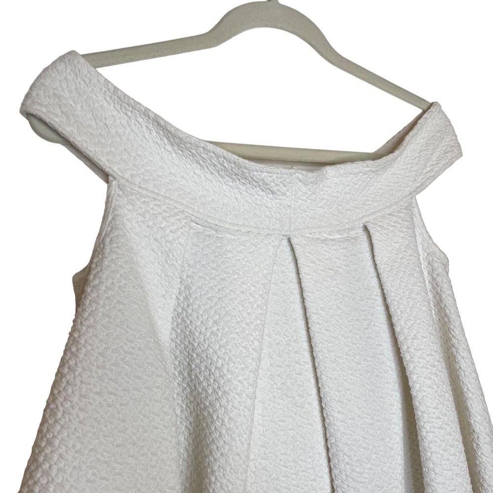 Free People Priscilla Off-Shoulder Ivory Pleated Swing Top, S - Picture 4 of 7
